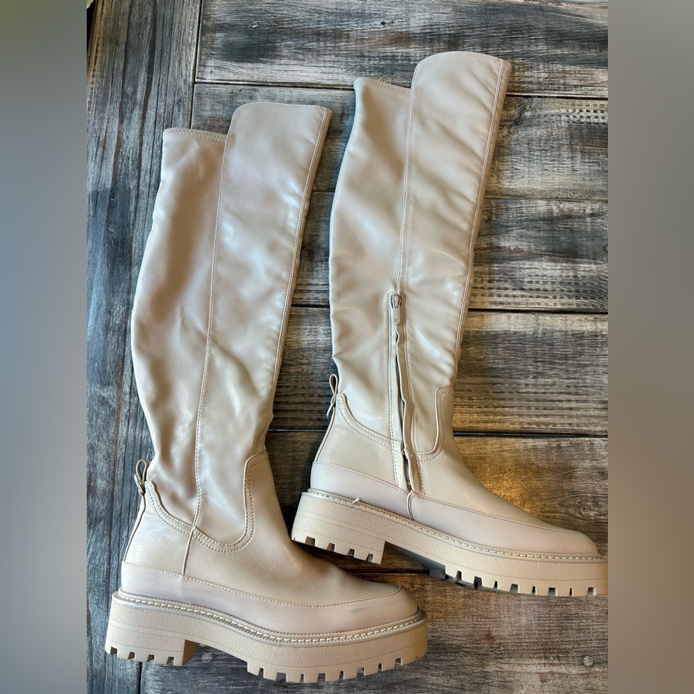 Sam Edelman Over the Knee Boots in Beige